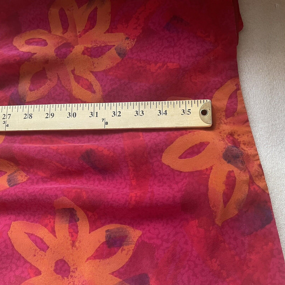 Vintage 90s Maggie London Silk Dress Women 10 Red Orange Floral Bloomcore Sheath - Picture 10 of 10